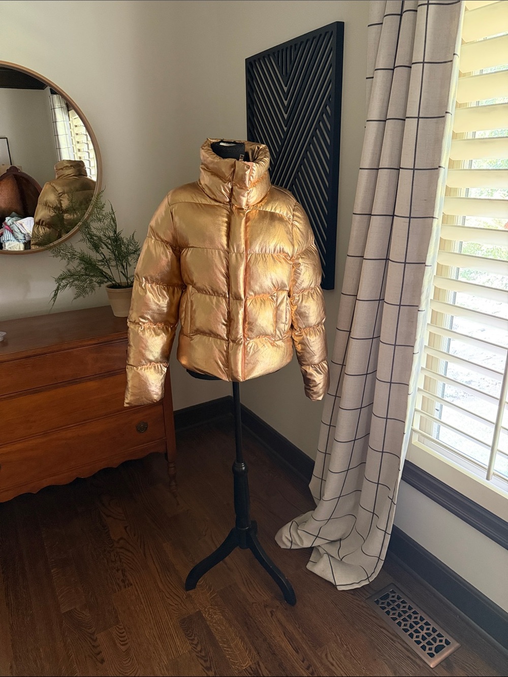 Buddy Love Metallic Gold Puffer Jacket large